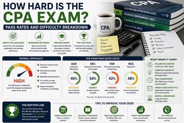 How Hard Is the CPA Exam? Pass Rates and Difficulty Breakdown (2026 Guide)