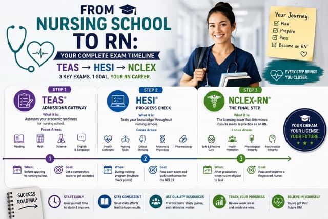 From Nursing School to RN: Your Complete Exam Timeline (TEAS → HESI → NCLEX)